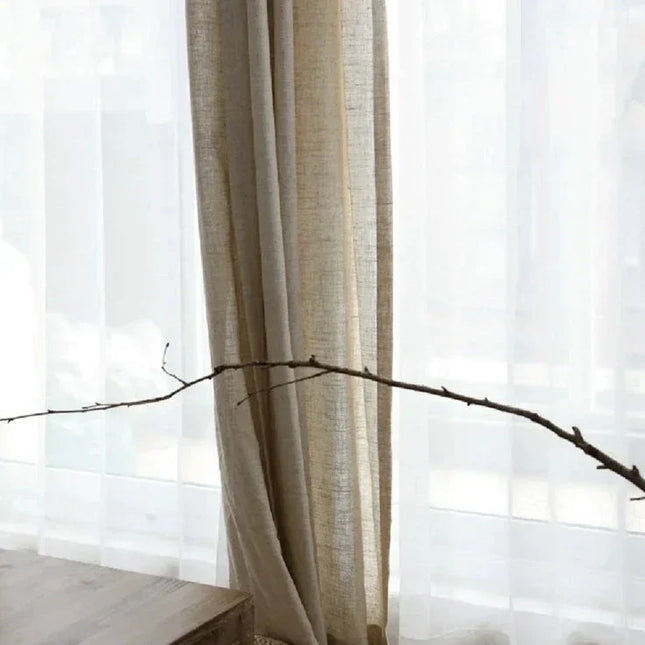 Visillo beige translúcido efecto lino