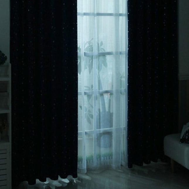 Cortina opaca infantil rosa con estrellas