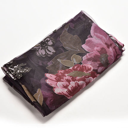Visillo estampado con flores grandes
