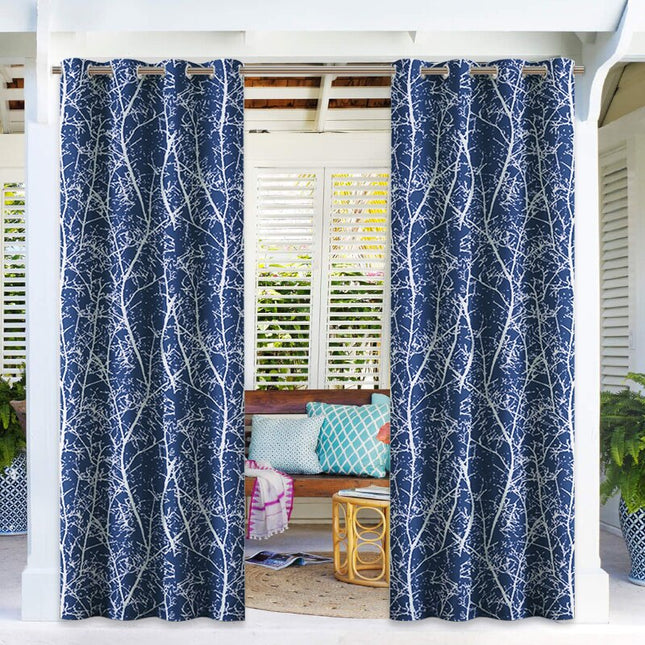 Cortina exterior con estampado de ramas