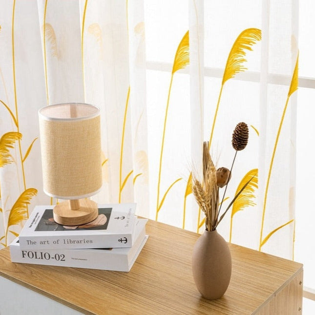 Visillo de lino bordado juncos amarillos