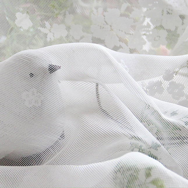 Visillo blanco con textura efecto jacquard
