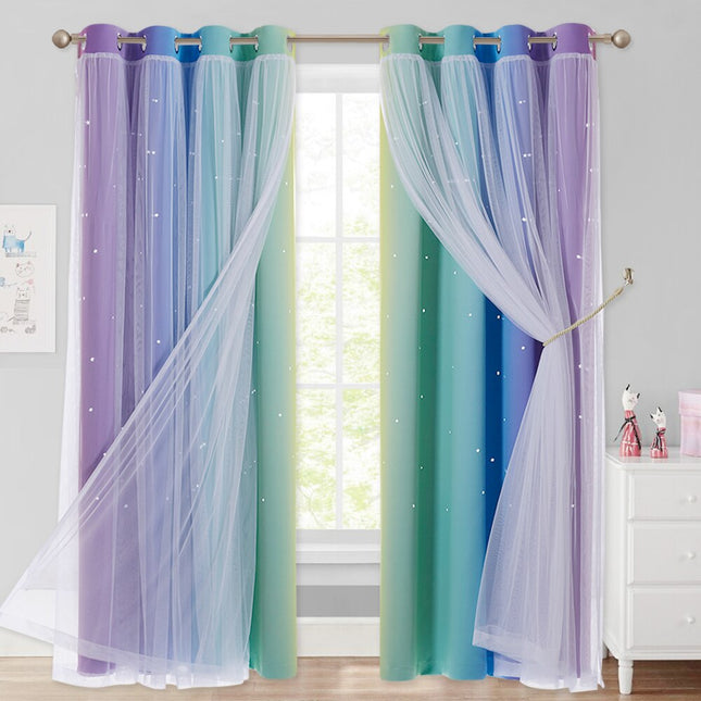 Cortina opaca con visillo de estrellas