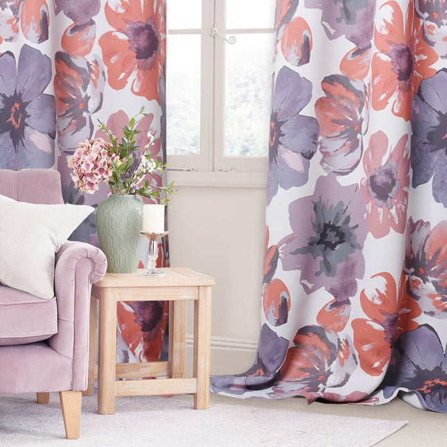 Cortina de flores estampado acuarela