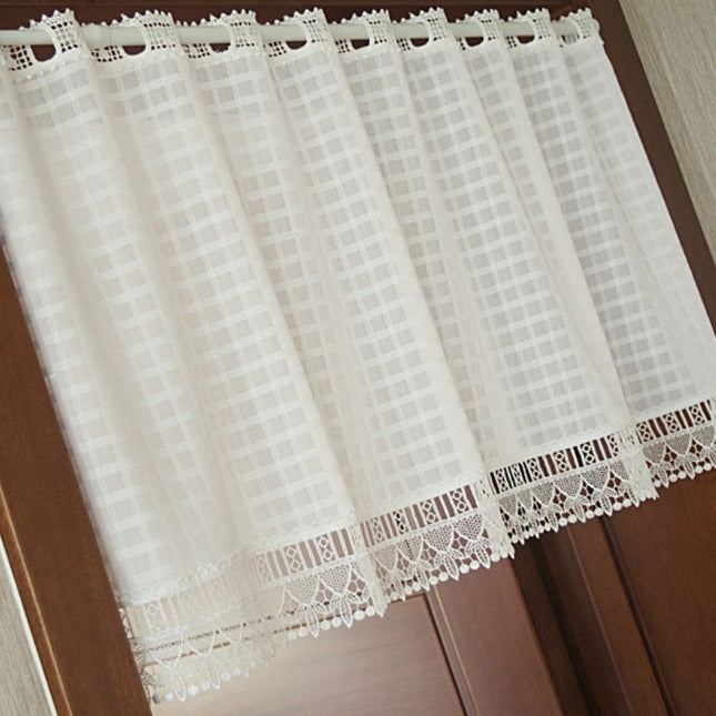 Visillo Translúcido con Encaje Decorativo