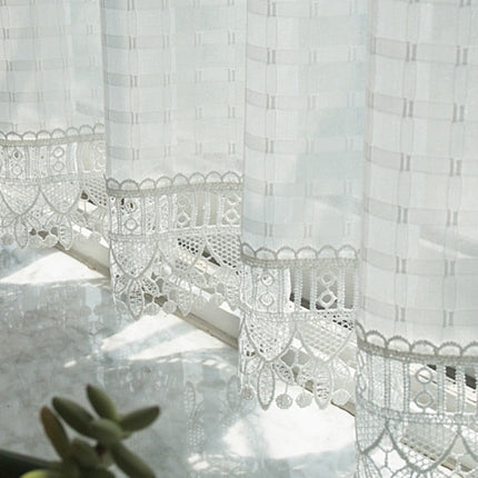 Visillo Translúcido con Encaje Decorativo