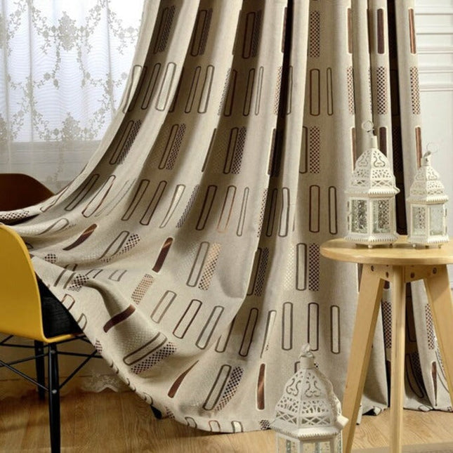 Cortina de salón con estampado moderno