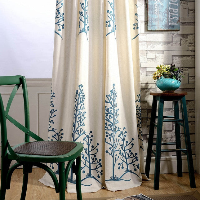 Cortina opaca bordada con efecto lino