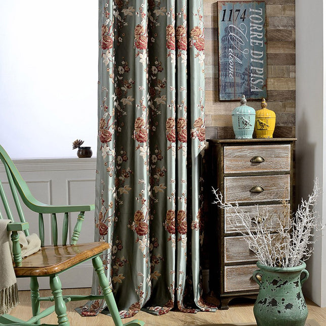 Cortina Opaca con Estampado Floral Vintage