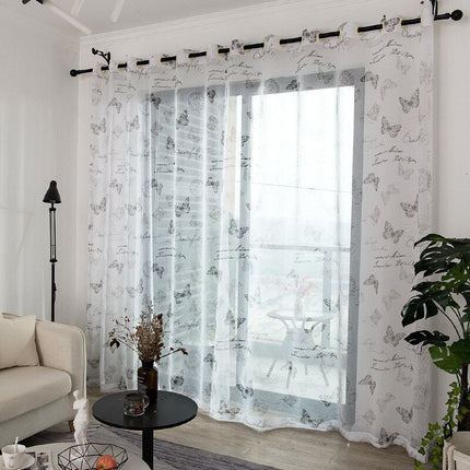 Visillo Translúcido Estampado de Mariposas