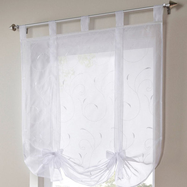 Visillo tipo estor con lazos rojos