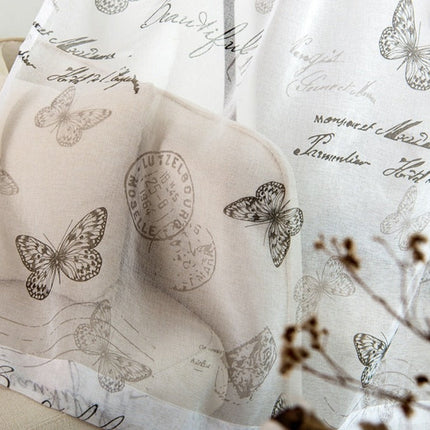 Visillo Translúcido Estampado de Mariposas