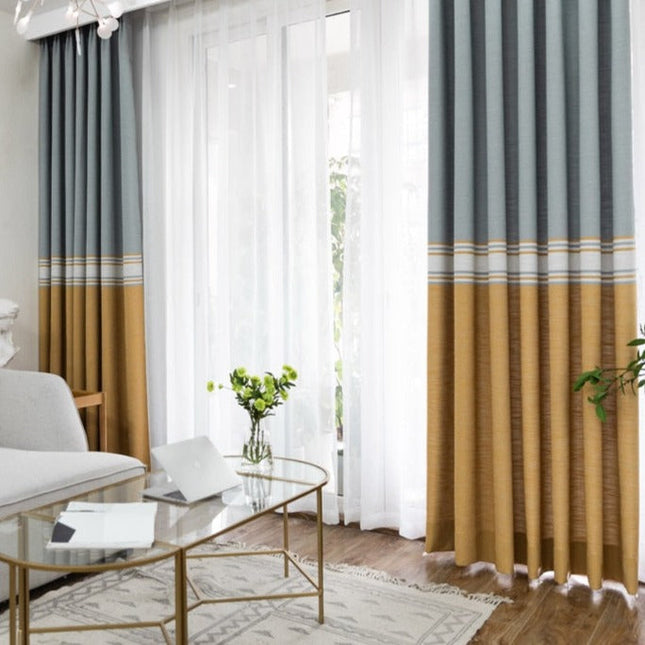 Cortina de Lino con Rayas Horizontales