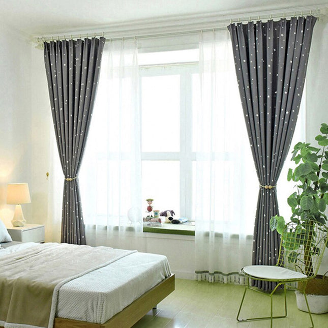 Cortina Opaca Infantil Gris Claro Estrellas