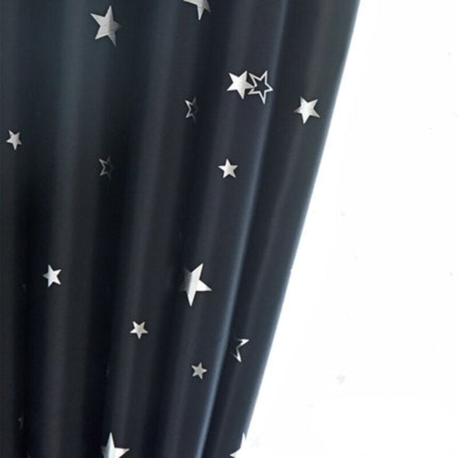 Cortina Opaca Negra Estampado Estrellas
