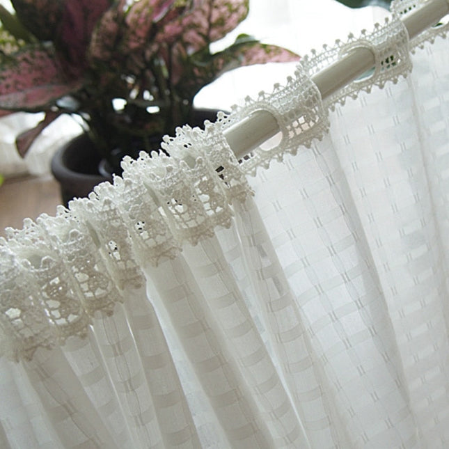 Visillo Translúcido con Encaje Decorativo