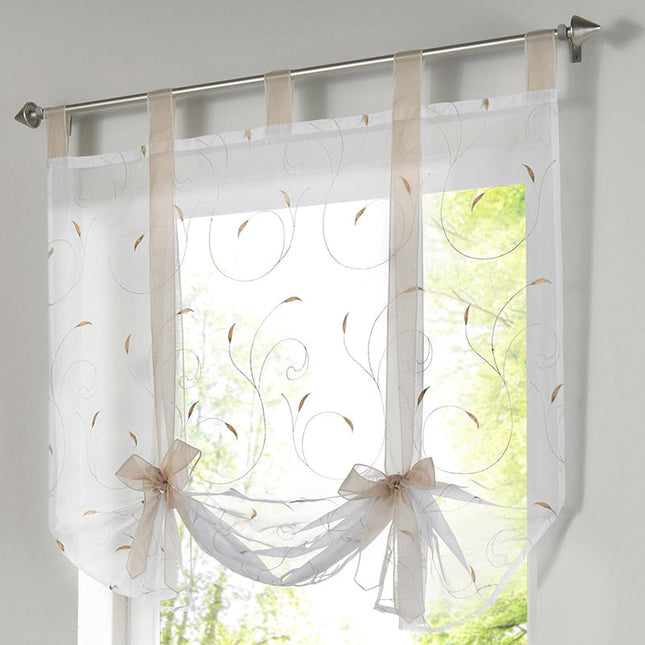 Visillo tipo estor con lazos rojos