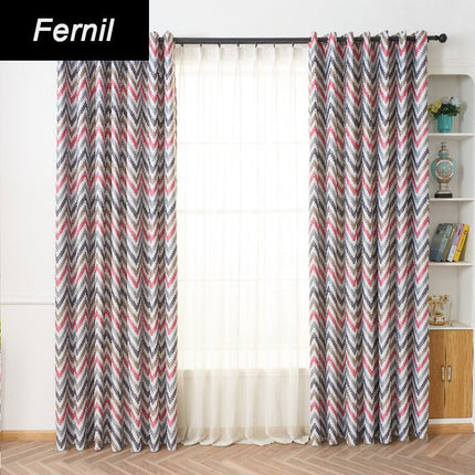 Cortina Opaca Estampado Chevron Grosella