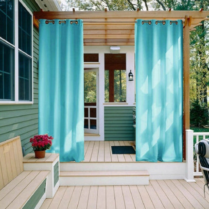 Cortina impermeable turquesa para terraza