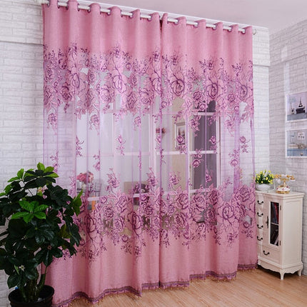 Visillo Floral Rosa para Dormitorio