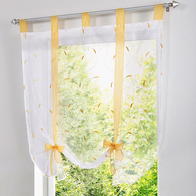 Visillo tipo estor con lazos rojos