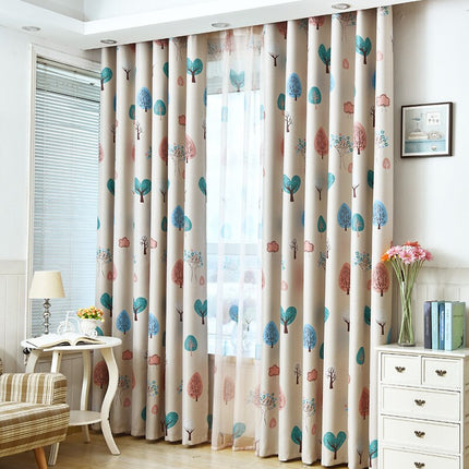 Cortina opaca con estampado árboles modernos