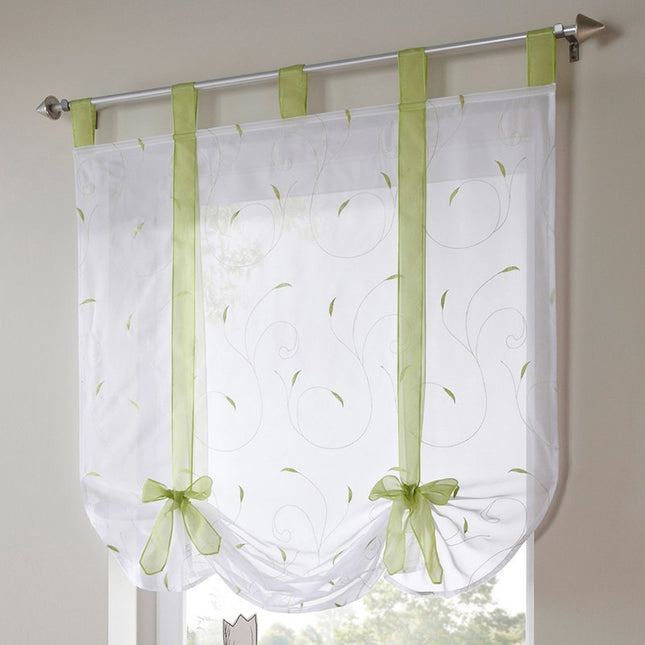 Visillo tipo estor con lazos rojos