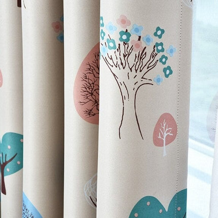 Cortina opaca con estampado árboles modernos