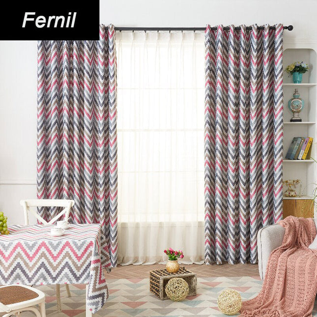 Cortina Opaca Estampado Chevron Grosella