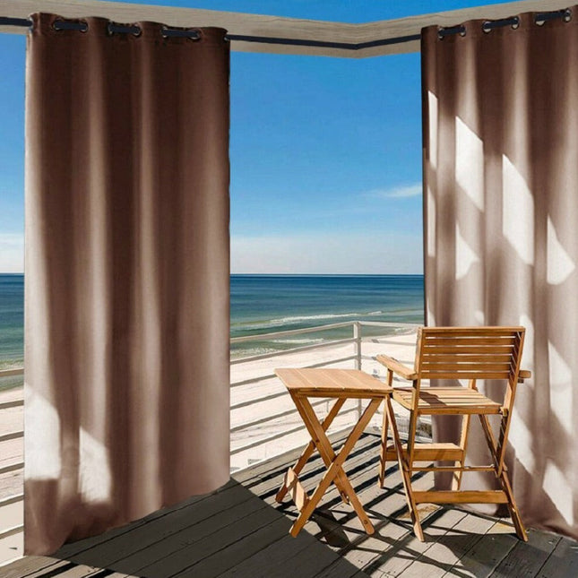 Cortina exterior impermeable color castaño