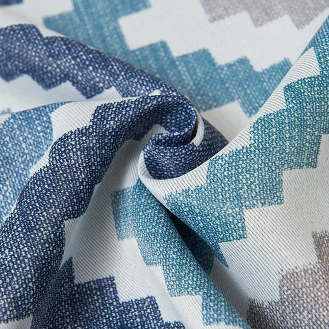 Cortina Opaca Estampado Chevron Azul