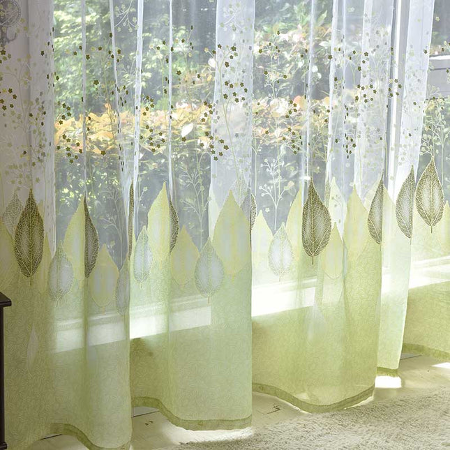 Visillo moderno con estampado de hojas