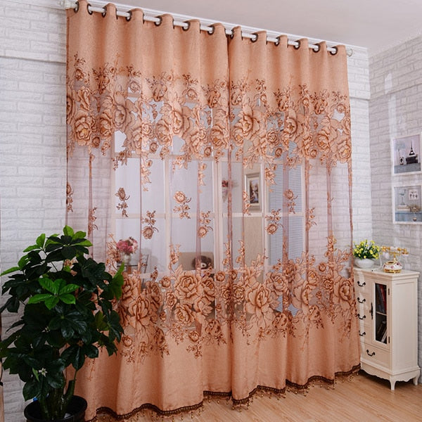 Visillo Floral Rosa para Dormitorio