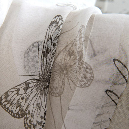 Visillo Translúcido Estampado de Mariposas