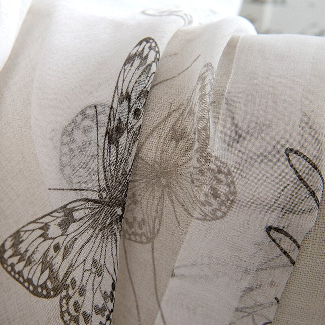 Visillo Translúcido Estampado de Mariposas