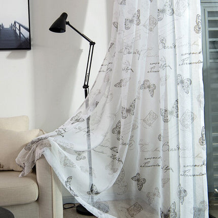 Visillo Translúcido Estampado de Mariposas