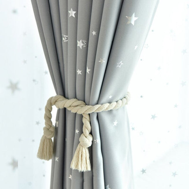 Cortina Opaca Infantil Gris Claro Estrellas