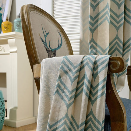 Cortina nórdica con estampado geométrico