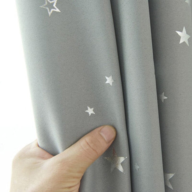 Cortina Opaca Infantil Gris Claro Estrellas