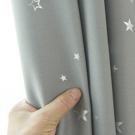 Cortina Opaca Infantil Gris Claro Estrellas