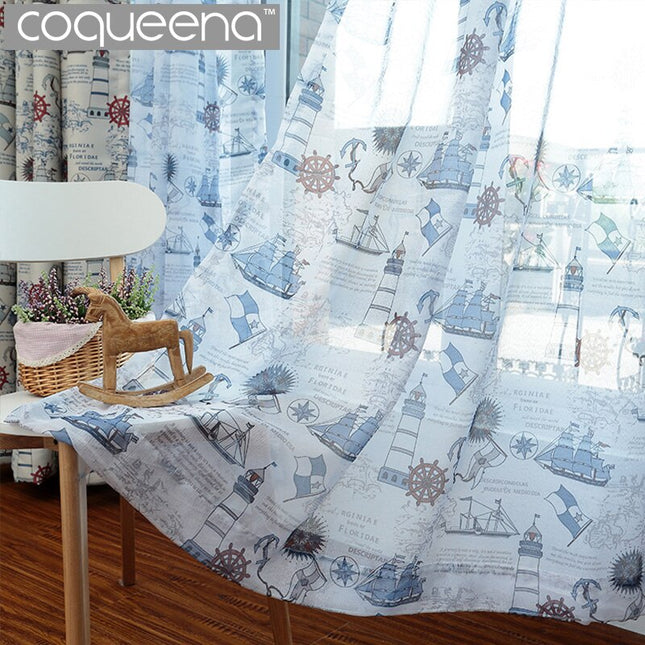 Visillo infantil con estampado marinero