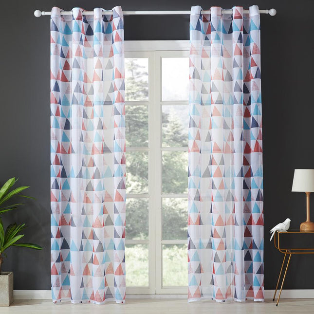 Visillo con estampado geométrico rojo