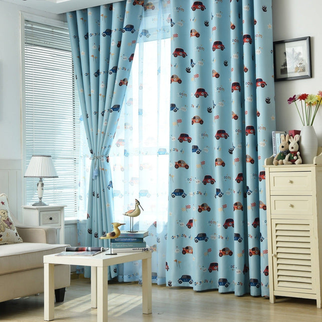 Cortina Opaca Infantil Azul Coches