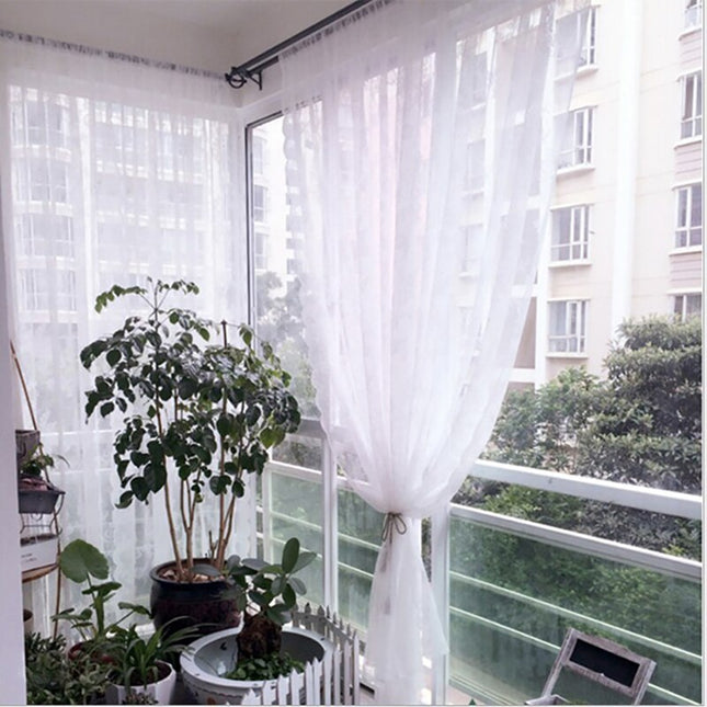 Visillo de encaje floral borde ondulado