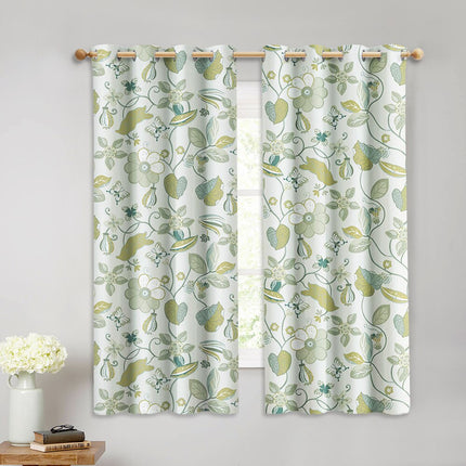 Cortina estampada con flores y mariposas