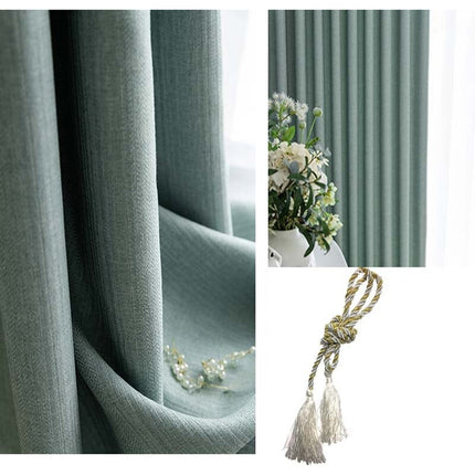 Cortina opaca texturizada color verde agua