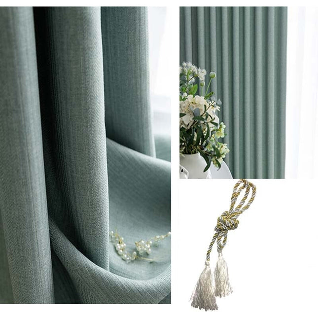 Cortina opaca texturizada color verde agua