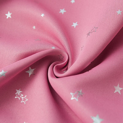 Cortina Opaca Rosa Estampado Estrellas