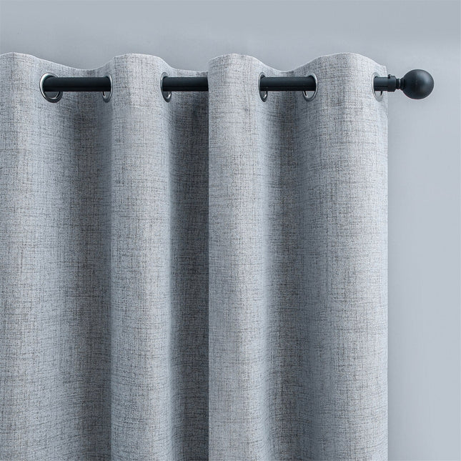 Cortina gris con ojales efecto lino