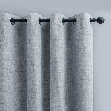 Cortina gris con ojales efecto lino